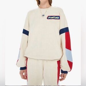 MOTHER
The Loosen-Up Crop Embroidered Logo Sweatshirt